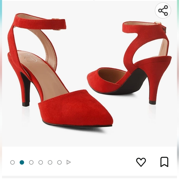 ORIPLALLA Heels for Women Dress Shoes Low Heel Ankle Strap Slingback D'Orsay Red - Picture 2 of 13
